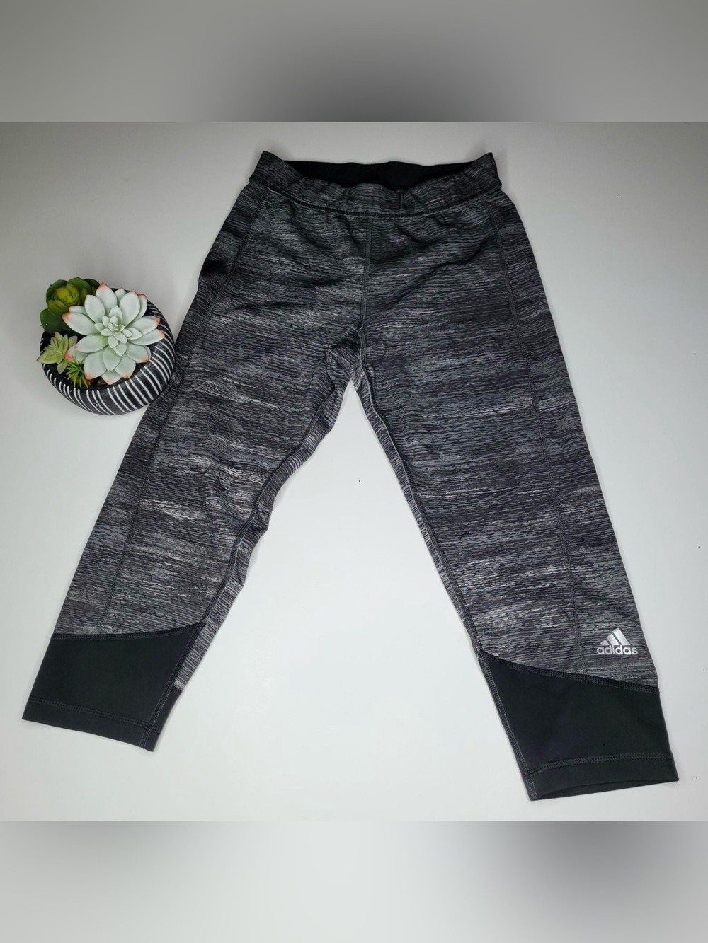 Adidas Techfit Black Grey Leggings Elastic Waistband Small